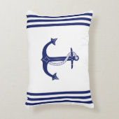 いかりネイビ航海のーブルー&ホワイトストライプ アクセントクッション (正面(垂直))