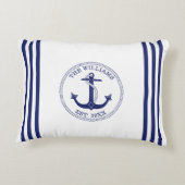 いかりネイビ航海のーブルー&ホワイトストライプ アクセントクッション (裏面)