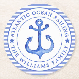 いかりネイ航海のビーブルストライプのー ラウンドペーパーコースター