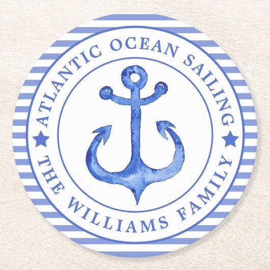 いかりネイ航海のビーブルストライプのー ラウンドペーパーコースター (正面)