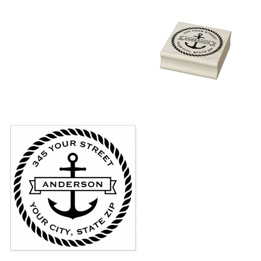 いかりバナーロ縁どープ名字差出人住所 ラバースタンプ (押印)