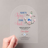 いかりバラタイイングザノット航海のブライダルシャワー アクリル招待状 (インサイチュ (ポータブル))