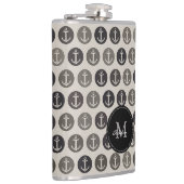 いかりパターンのモノグラム フラスク (右)