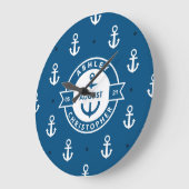 いかりパタ航海のーンブルー結婚ズラージクロック ラージ壁時計 (傾斜)