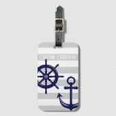 いかりパーソナライズされた及びボートヘルムホイール航海の ラゲッジタグ (正面縦)