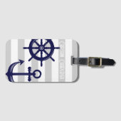 いかりパーソナライズされた及びボートヘルムホイール航海の ラゲッジタグ (正面横)