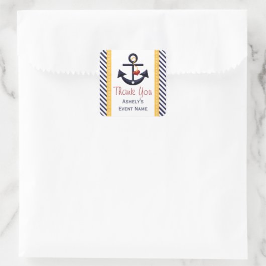 いかりパーティー好意ステッカーイエロー スクエアシール (バッグ)