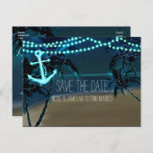 いかりビーチ+ヤシの木の日付はがきを保存 案内ポストカード (正面/裏面)