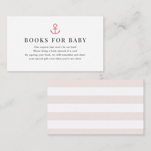 いかりピンク赤ちゃんシャワー予約リクエスト エンクロージャーカード (正面/裏面)