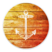 いかりフェイクウッドオレンジ航海の色ドロワーノブ セラミックノブ (正面)