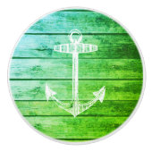 いかりフェイクウッドグリーン航海のドロワーノブ セラミックノブ (正面)