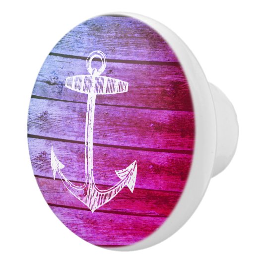 いかりフェイクウッドパープル航海のドロワーノブ セラミックノブ (右)