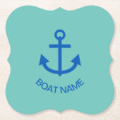 いかりブパーソナライズされたルーズボート名シーグリーン ペーパーコースター (正面)
