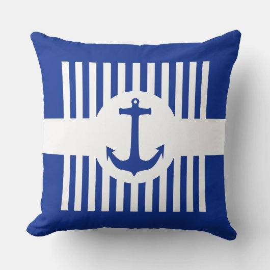 いかりブルーストライプとアイディア クッション (正面)