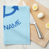 いかりブルーパーソナライズされたザボート名ブ淡い色のルー キッチンタオル (四つ折り)