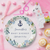 いかりブルービーチ航海のフローラベビーシャワー ペーパープレート (パーティー)