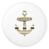 いかりベージュトリアストライプル航海のドローノブ セラミックノブ (正面)