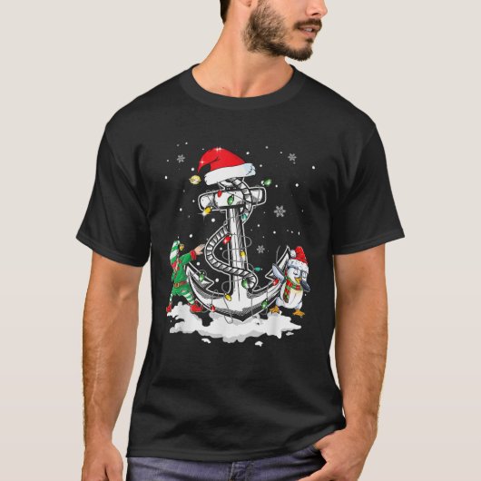 いかりボーティングセーリングクリスマスサンタハットライト Tシャツ (正面)
