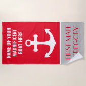 いかりボート名パーソナライズされた航海のビーチタオル ビーチタオル (正面)