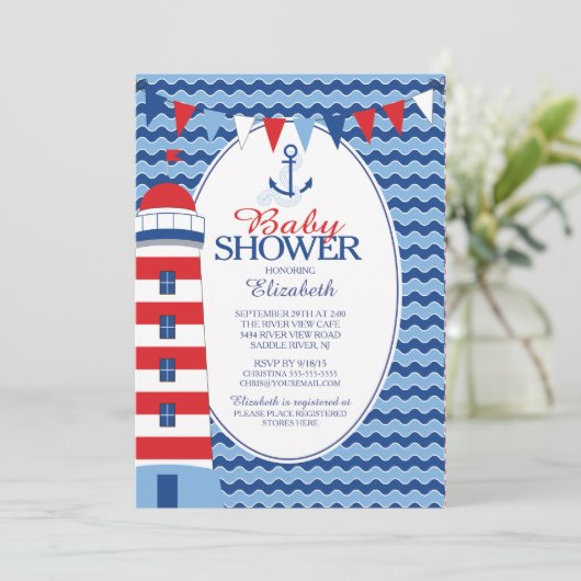 いかりモダンボーイズ航海のベビーシャワー招待状 招待状 (スタンド正面)