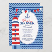 いかりモダンボーイズ航海のベビーシャワー招待状 招待状 (正面/裏面)