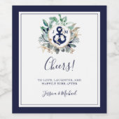 いかりモノグラムグリーナリーリースネイビー結婚ズ ワインラベル (シングルラベル)