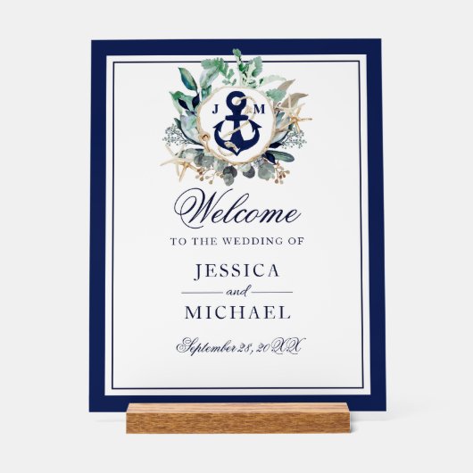 いかりモノグラムグリーナリーリース結婚ズウェルカム アクリルサイン (正面)