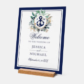 いかりモノグラムグリーナリーリース結婚ズウェルカム アクリルサイン (傾斜)