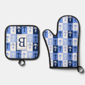 いかりモノグラムレター 鍋つかみ&鍋敷きセット (正面)