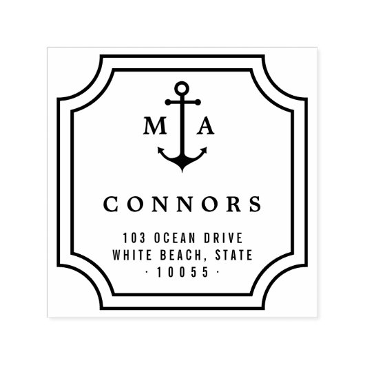 いかりモノグラム結婚フレームの自己インクスタンプ セルフインキングスタンプ (デザイン)