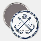 いかりモノグラ航海のム、結婚式の日付を保存 マグネット (正面/裏面)