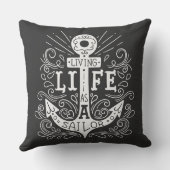 いかりライフ航海の – 黒いグラフィック枕 クッション (裏面)