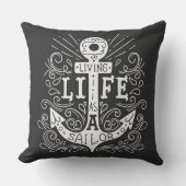 いかりライフ航海の – 黒いグラフィック枕 クッション (正面)