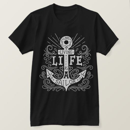 いかりライフ – 航海のヴィンテージタイポグラフィ Tシャツ (デザイン正面)
