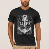 いかりライフ – 航海のヴィンテージタイポグラフィ Tシャツ (正面)