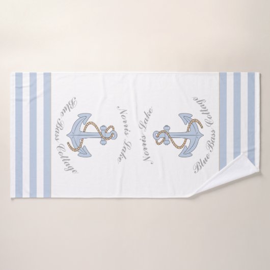 いかりレイクバケーションビーチハウスネームブルーストライプズ バスタオル (バスタオル)