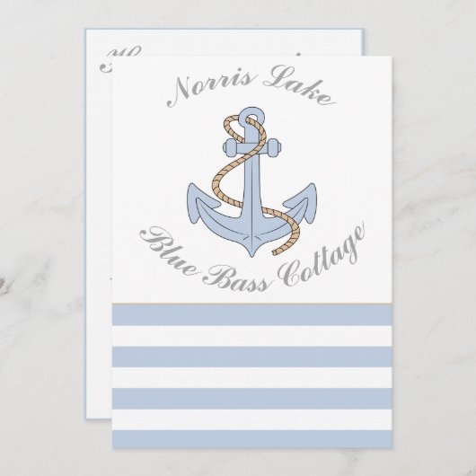 いかりレイクバケーションビーチハウスネームブルーストライプズ 招待状 (正面/裏面)