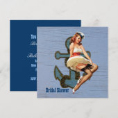 いかりレトロピンアップガールセーラーブライダルシャワー 招待状 (正面/裏面)