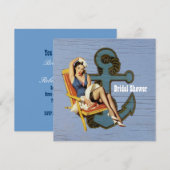 いかりレトロピンアップガールセーラーブライダルシャワー 招待状 (正面/裏面)