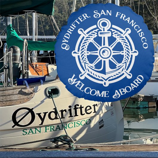 いかりロープシップ船名ウェルカムクアボード ラウンドクッション