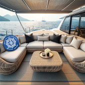 いかりロープシップ船名ウェルカムクアボード ラウンドクッション