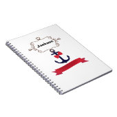 いかりロープ航海のフレーム海軍航海レッドリ ノートブック (右側)