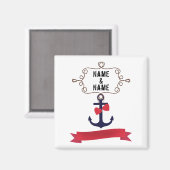 いかりロープ航海のフレーム海軍航海レッドリ マグネット (正面/裏面)