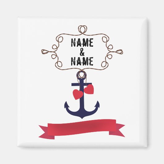 いかりロープ航海のフレーム海軍航海レッドリ マグネット (正面)