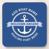 いかりロ縁どープボート名の歓迎 コースター (正面)