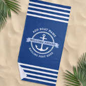 いかりロ縁どープボート名の歓迎 ビーチタオル
