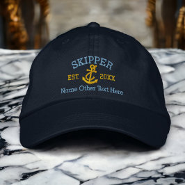 いかり付きスキッパーパーソナライズされた 刺繍入りキャップ