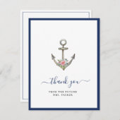 いかり付きフラワーブライダルシャワーフラット サンキューカード (正面/裏面)