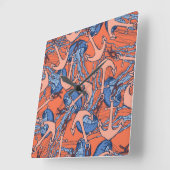 いかり及びクラゲ模様 スクエア壁時計 (傾斜)