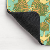 いかり及びヴィンテージスタイル模様の貝殻 マウスパッド (コーナー)